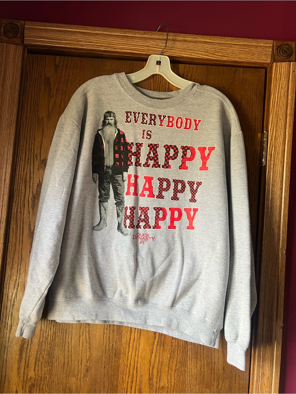 Men's 'Everybody Is Happy' Gray Crewneck Sweatshirt size large